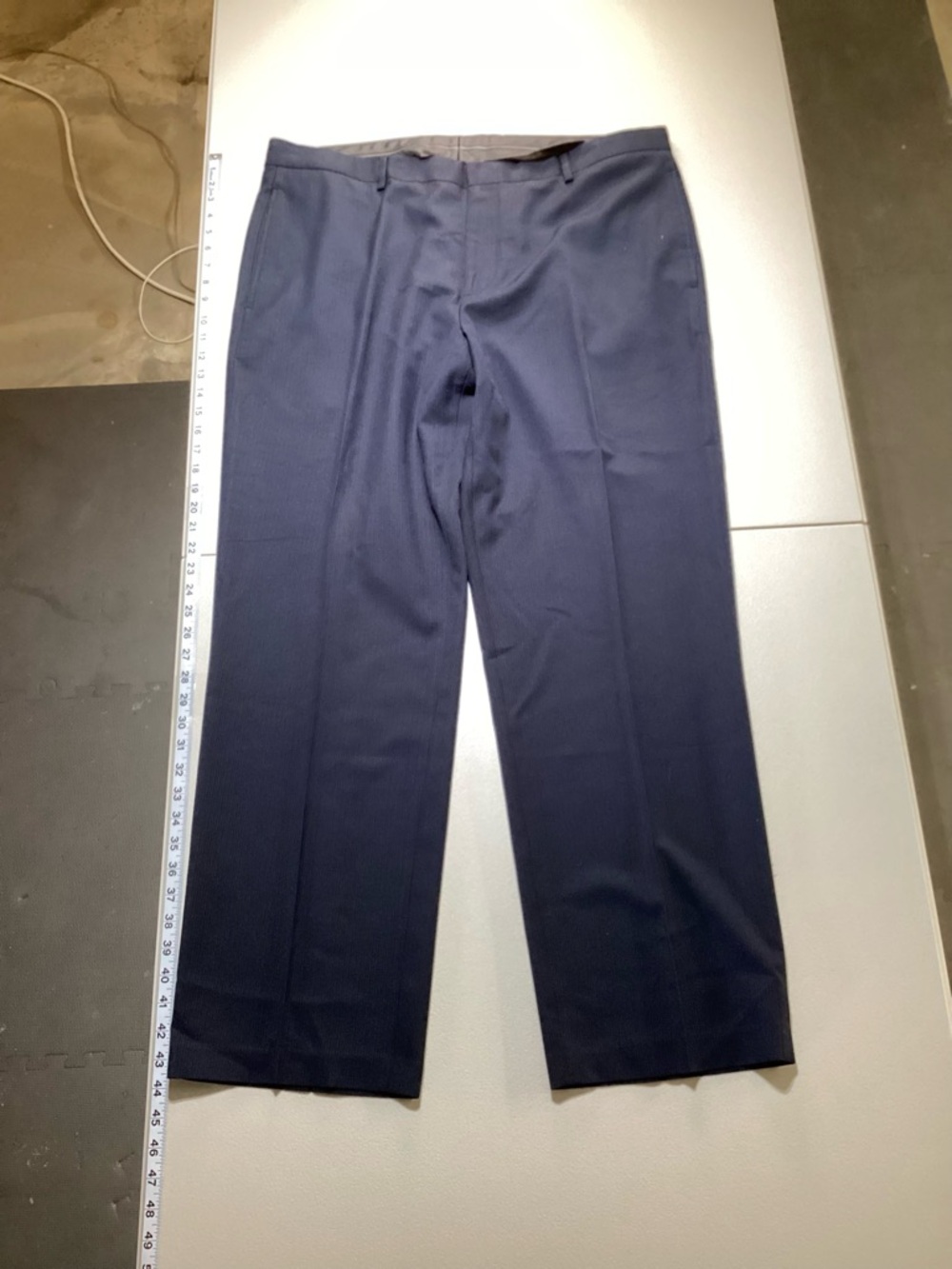 Van Heusen Men's Navy Blue Flat-Front Dress Pants